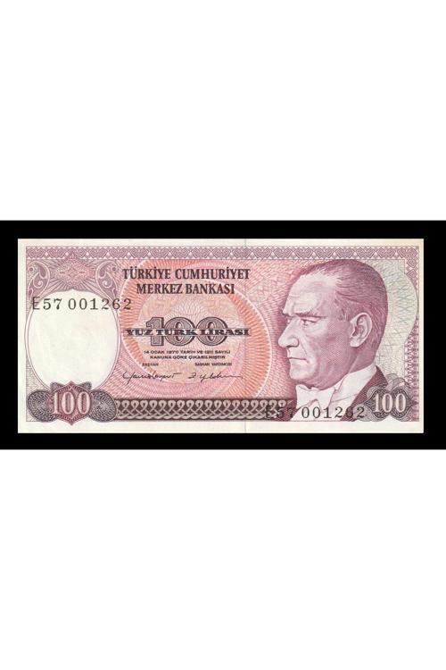 7.Emisyon 100 Türk Lirası Çil (001262 - Sararma Mevcut) Eski Kağıt Para