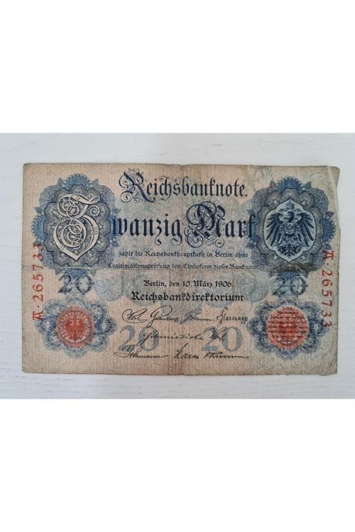 1910 Yılına Ait Alman Markı, Alman 20 Mark, Eski Alman Parası