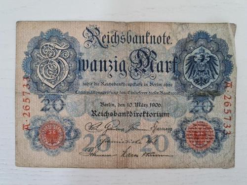 1910 Yılına Ait Alman Markı, Alman 20 Mark, Eski Alman Parası