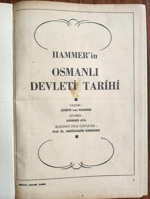 Osmanlı Devleti Tarihi Hammer 380 Sayfa. Cildinde
