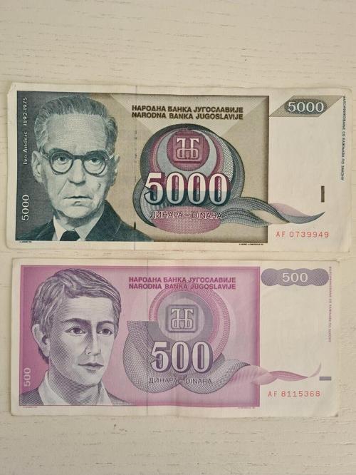 2 Adet Yugoslav Dinarı 1992 Yılına Ait Temiz Durumda, Yugoslav Koleksiyonluk Banknot Nümizmatik