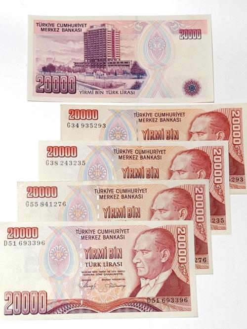7. Emisyon 20.000 Türk Lirasi Hobi Eski Para. Koleksiyon Kağıt Para. Para Koleksiyonu.