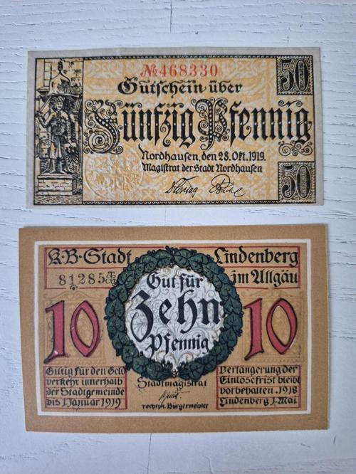 Alman Notgeld 2 Adet Nadir Temiz. Orijinal Dönem