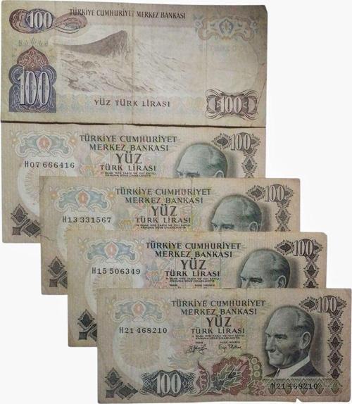 6. Emisyon 100 Türk Lirası Eski Koleksiyon Kağıt Para. Koleksiyon Başlangıç Setleri.