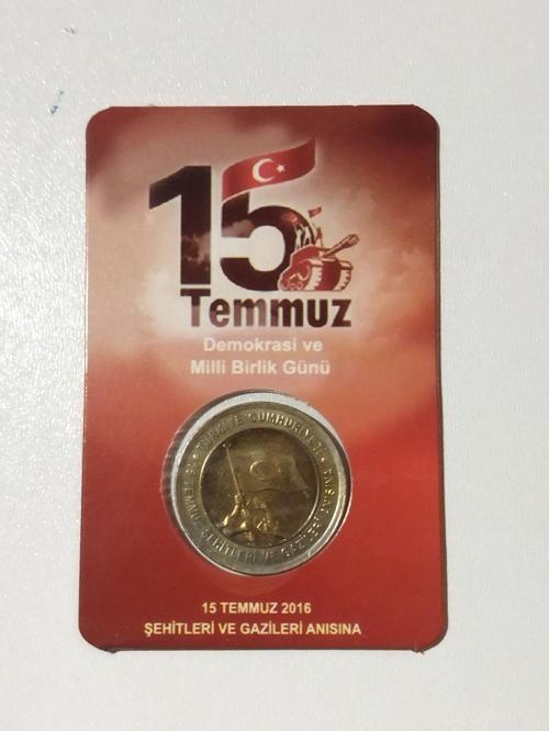 15 Temmuz Hatıra 1 Lira Özel Folder'Nda Madeni Para.