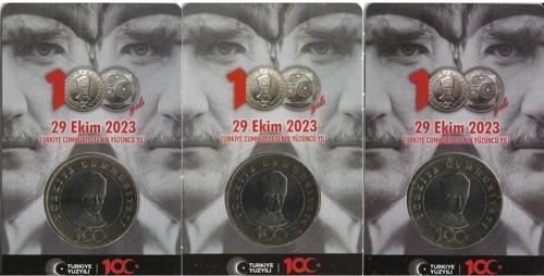 2023 Cumhuriyet'İn 100.Yılı Hatıra 5 Lira Özel Atatürk'Lü Kitinde 3 Adet Çil