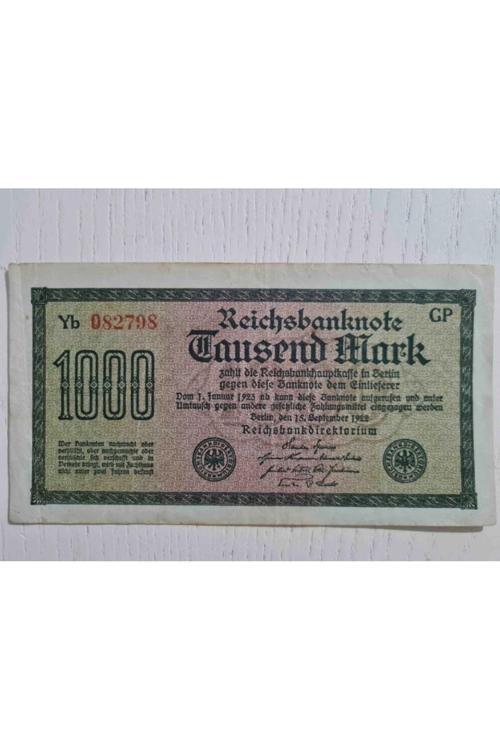 1922 Alman 1000 Mark Banknot Temiz. Orijinal Dönemine Ait