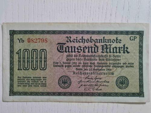1922 Alman 1000 Mark Banknot Temiz. Orijinal Dönemine Ait