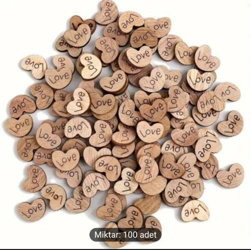 100 Adet Aşk Yazılı Mini Ahşap Kalp Düğün Masası Serpiştirme Dıy El Sanatları Aksesuarları Düğün