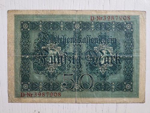 Almanya Berlin Banknot Büyük Boy 9X13 Cm 1917 Tarihli, 50 Mark Alman