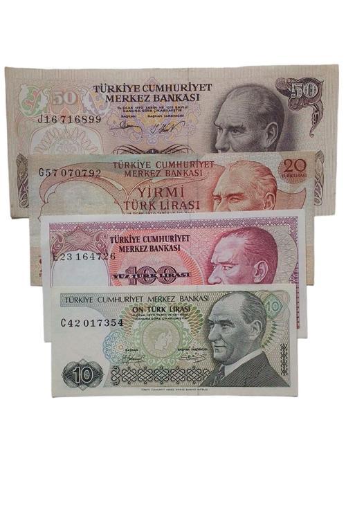 6. Emisyon 7. Emisyon 4 Adet Koleksiyon Eski Kağıt Para. Para Koleksiyonu.