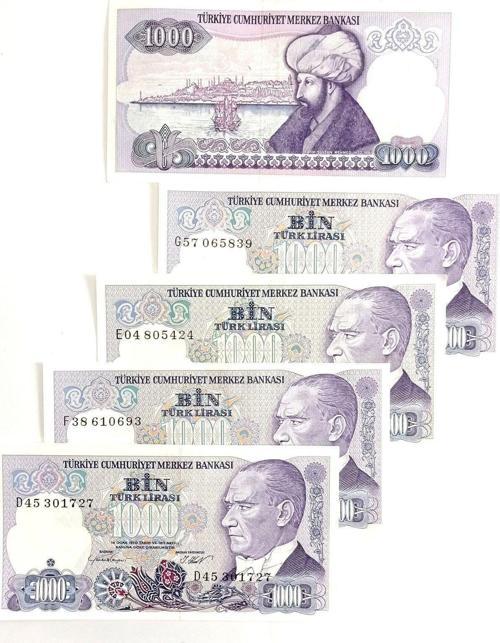 7. Emisyon 1.000 Türk Lirası Koleksiyon Eski Para. Kağıt Para. Hobi Koleksiyon Kağıt Para.