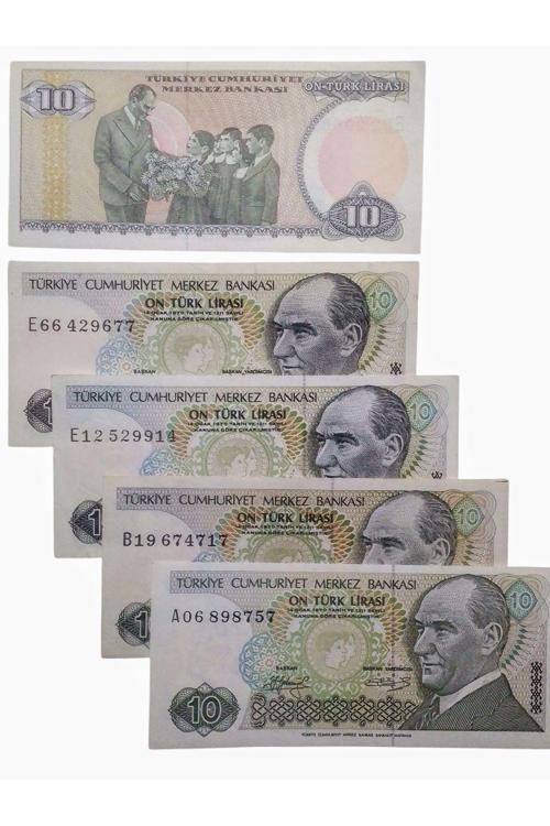 7. Emisyon 10 Türk Lirası Eski Koleksiyon Kağıt Para. Koleksiyon Başlangıç Setleri.
