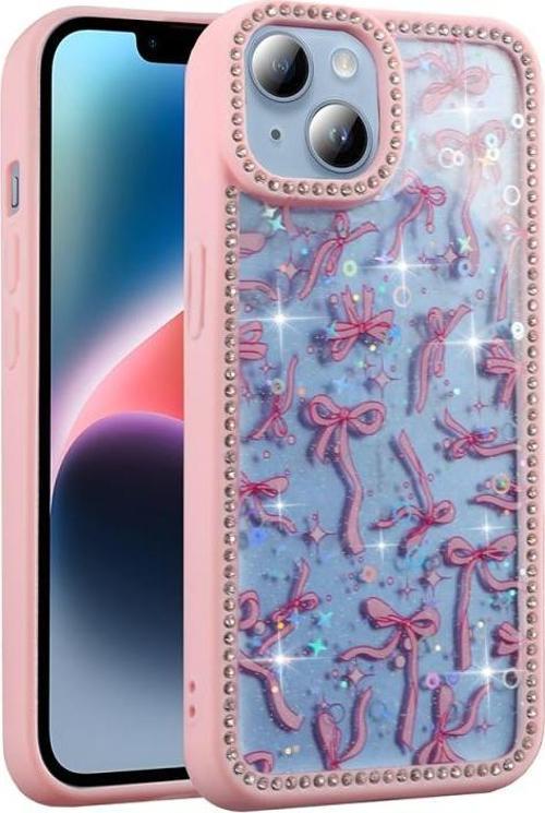 İphone 15 Kılıf Taşlı Ve Sim Süsleme Tasarımlı Azra Premium Sert Silikon Kapak