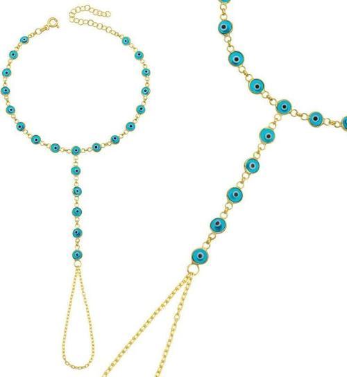 Gümüş Gold Mavi Nazar Boncuklu Şahmeran  SL12660