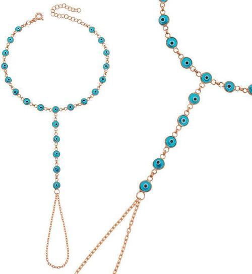 Gümüş Rose Mavi Nazar Boncuklu Şahmeran SL12661