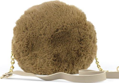 Kahverengi Yuvarlak Peluş Kadın Omuz Çantası