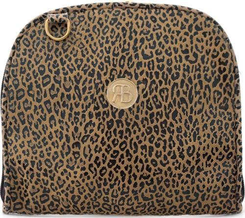 Kahverengi Leopar Desenli Çift Ebat Portatif Alışveriş Çantası