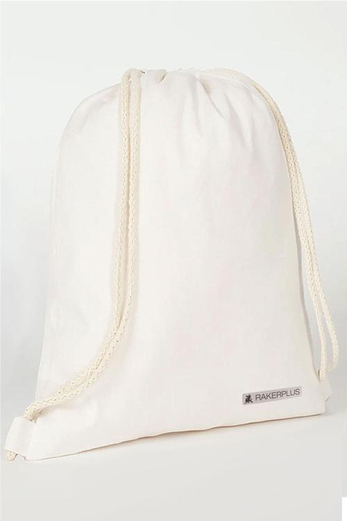 Krem 35x40 cm Unisex Ham Bez Büzgülü Sırt Ayakkabı Çantası