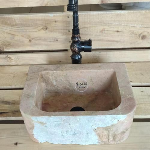 Kırmızı Traverten Mini Lavabo