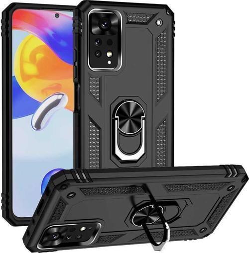 Xiaomi Redmi Note 11 Pro 5G Uyumlu Kamera Korumalı Standlı Yüzüklü Tank Kılıf