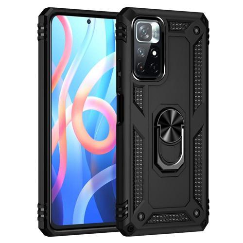 Xiaomi Redmi Note 11T 5G Uyumlu Kamera Korumalı Standlı Yüzüklü Tank Kılıf