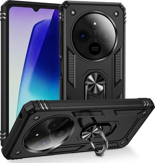 Xiaomi Redmi 14C Uyumlu Kamera Korumalı Standlı Yüzüklü Tank Kılıf