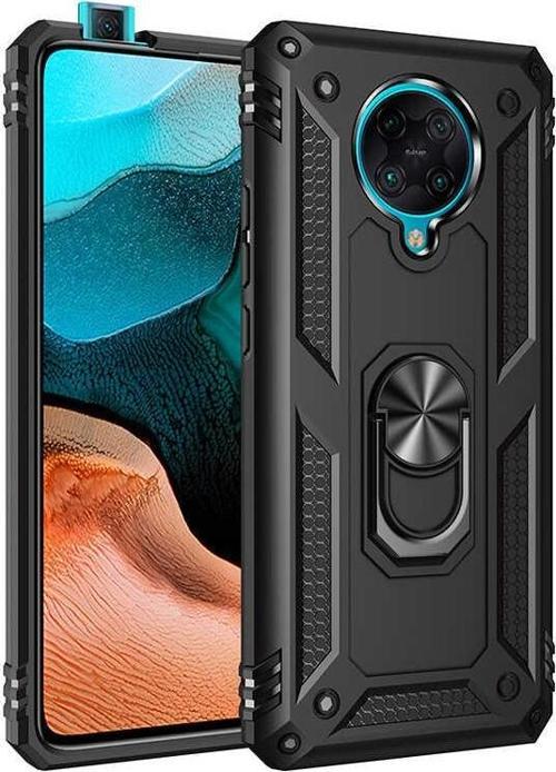 Xiaomi Redmi K30 Pro Uyumlu Kamera Korumalı Standlı Yüzüklü Tank Kılıf