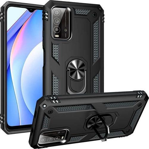 Xiaomi Redmi Note 9 4G Uyumlu Kamera Korumalı Standlı Yüzüklü Tank Kılıf