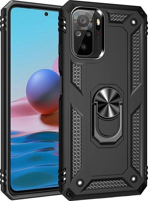 Xiaomi Redmi Note 10 Uyumlu Kamera Korumalı Standlı Yüzüklü Tank Kılıf