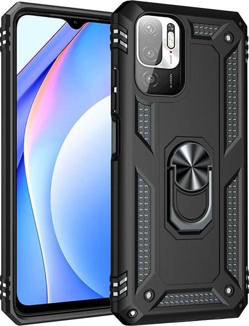 Xiaomi Redmi Note 10 5G Uyumlu Kamera Korumalı Standlı Yüzüklü Tank Kılıf