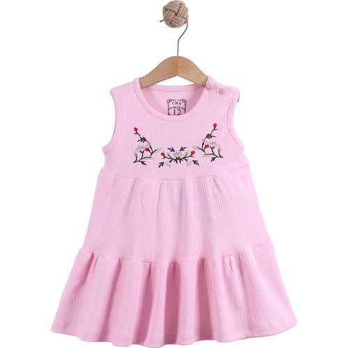 YAZLIK RAPORLU İNTERLOK ELBİSE Pembe