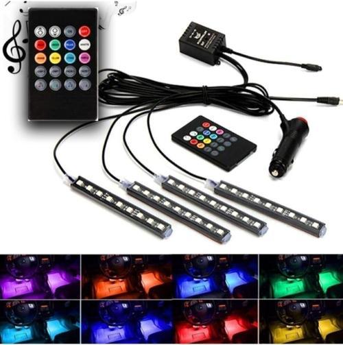Araç Içi Aydınlatma Kumandalı Müziğe Duyarlı I 12 LED Ayak Altı LED I 7 Farklı Renk