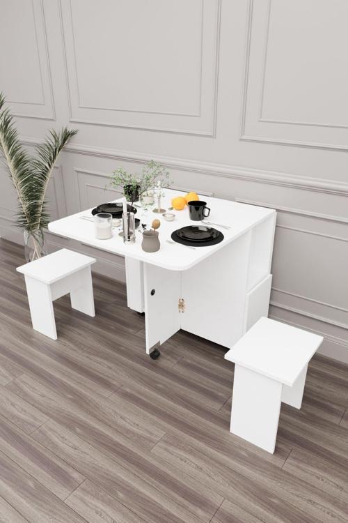 Katlanabilir Yemek Masası 4 Tabureli Yemek Masası