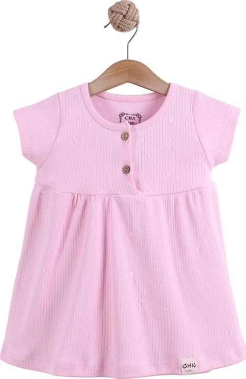 YAZLIK RAPORLU İNTERLOK ELBİSE Pembe