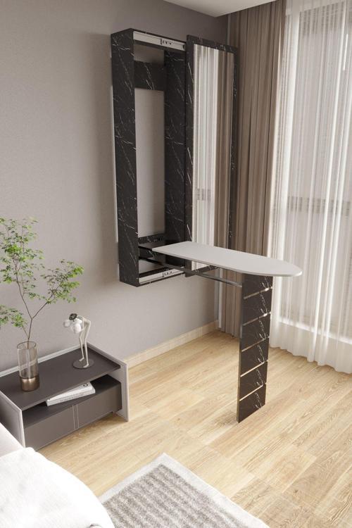 Dolaplı Aynalı Katlanabilir Ütümasası Duvara Monte