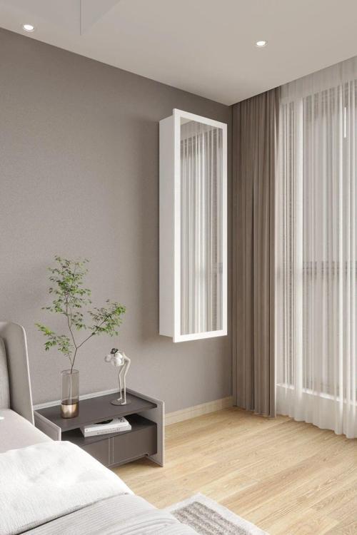 Dolaplı Aynalı Katlanabilir Ütümasası Duvara Monte