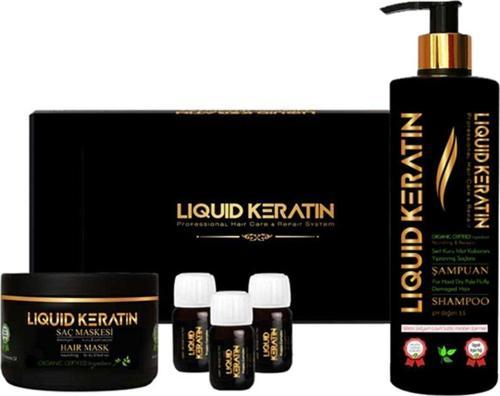 Evde Keratin Bakımı - Yıpranan Yanan Kırılan Kuru Mat Sert Saçlar Için - Şampuanlı Süper Set