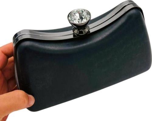 Abiye Çanta Kalıbı Tektaşlı Gümüş Metalli  (NO:65)