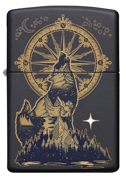 Howling Wolf - Uluyan Kurt Black Matte Dizayn Çakmak
