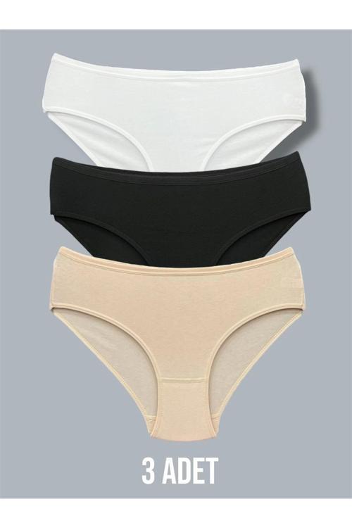 Yüksek Kalite Penye Kadın Bikini Külot 3'lü