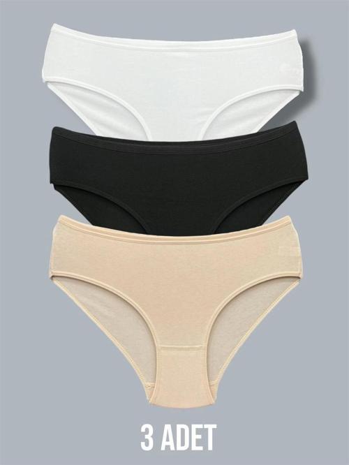 Yüksek Kalite Penye Kadın Bikini Külot 3'lü