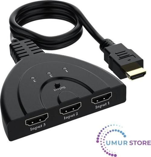 3 Giriş 1 Çıkış HDMI Switcher Toplayıcı Kablo