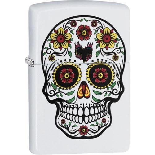 White Sugar Skull Flowers Dizayn Çakmak