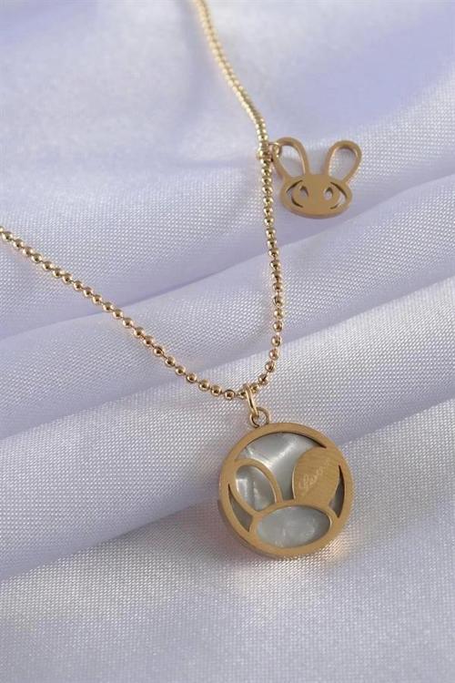 316L Çelik Gold Renk Tavşan Model Kadın Kolye