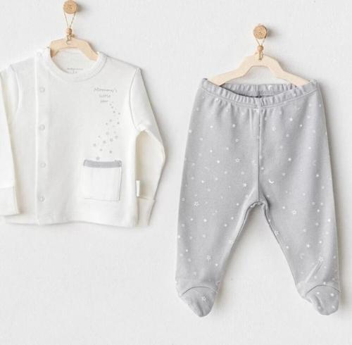 Andywawa Ac25704 Sıde Snap Set Mommy's Little Star 2'li Zıbın Set Grey
