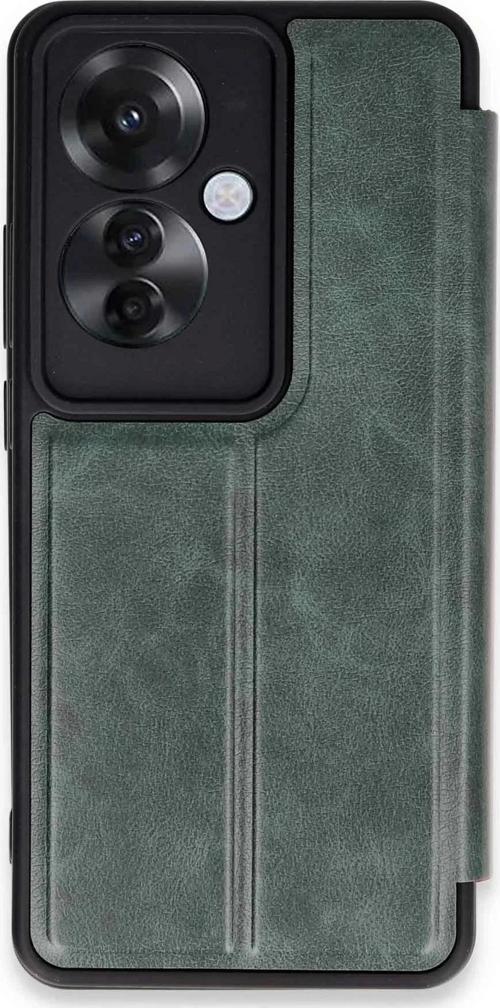 Oppo Reno 11F Kılıf Flip Cover - Koyu Yeşil