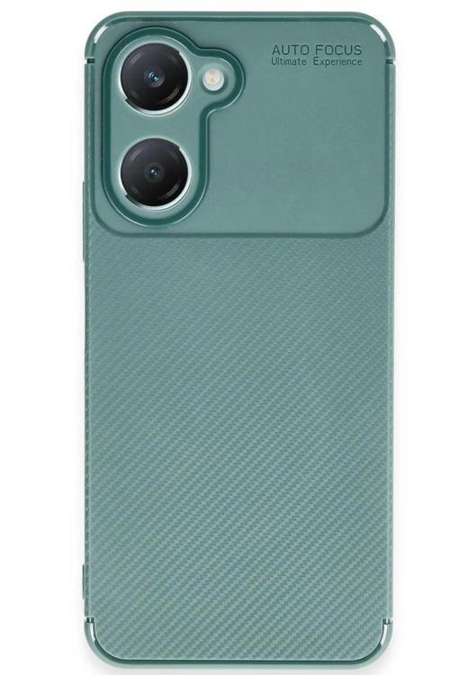Vivo Y18 Kılıf Auto Focus Karbon Kapak - Koyu Yeşil