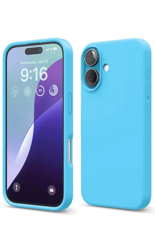 iPhone 16 Kılıf Nano içi Kadife Silikon - Mavi