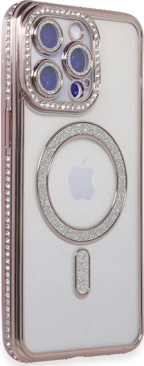 iPhone 14 Pro Kılıf Joke Simli Magneticsafe Kılıf - Pembe